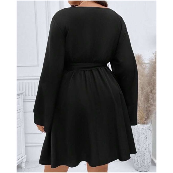 Plus Black Belted Evening Formal Party Dress - Picture 4 of 4